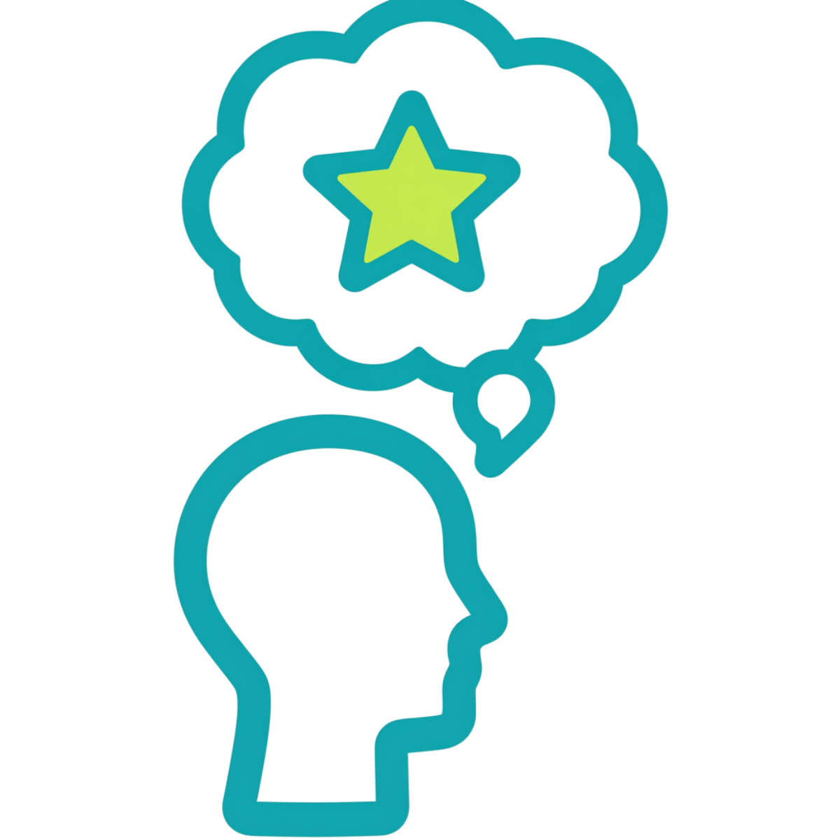 Profile with a star in a thought bubble